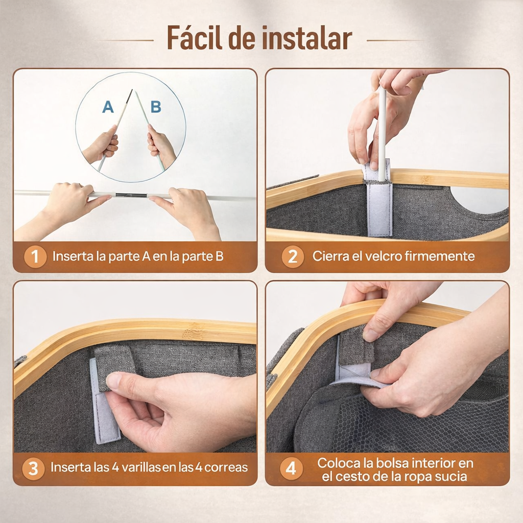 Cesto Premium para Ropa y Juguetes 100L con Tapa, Canasta Multiusos Impermeable con Bolsa Interior Extraíble y Asas de Color Bambú para Recámara, Baño o Cuarto Infantil